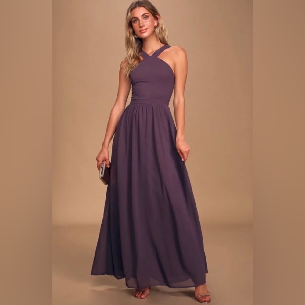Lulu’s New Air of Romance Dusty Purple Maxi Dress Size Medium NWOT